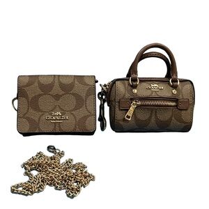 Mini Wallet On A Chain & Mini Rowan Satchel Bag Charm In Signature Canvas BUNDLE